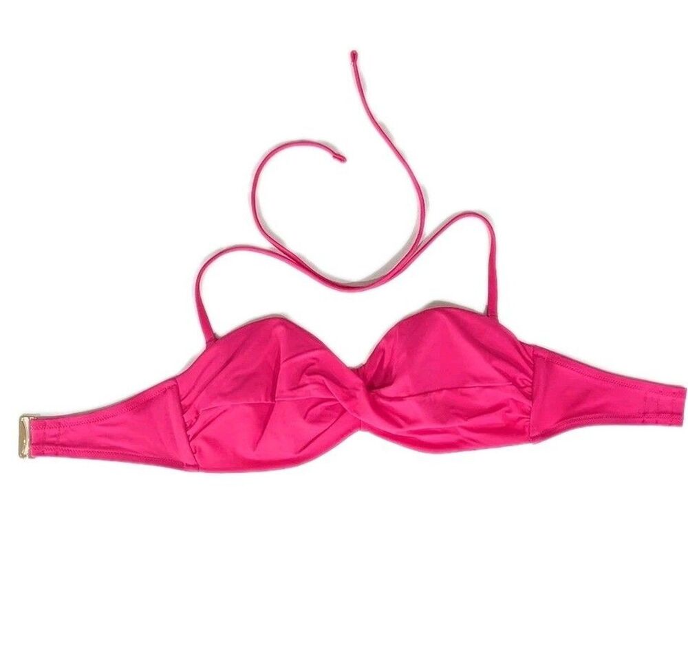 Victoria's Secret 32DD Twist Bikini Top Removeable Straps Bandeau Hot Pink